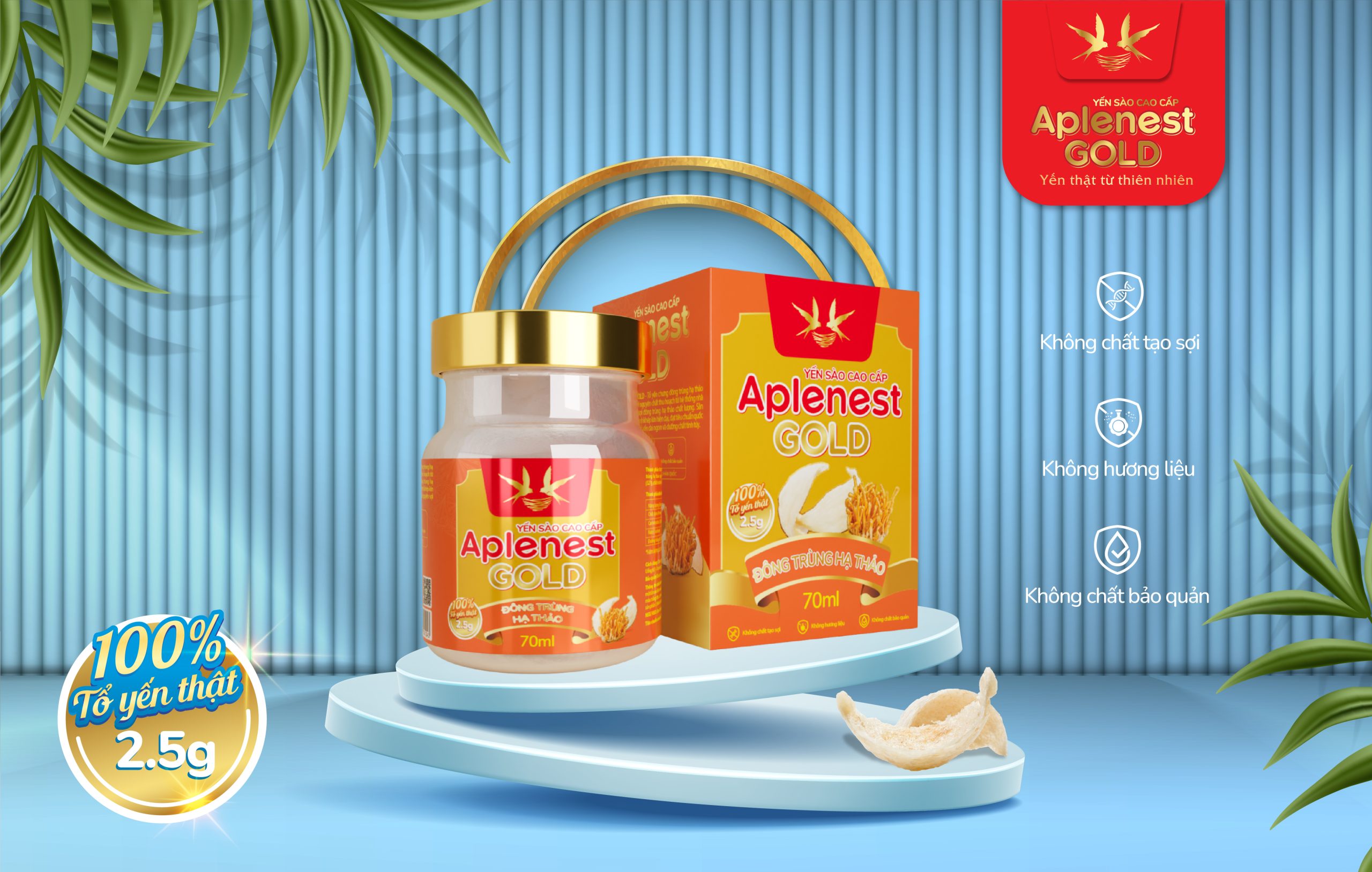 Yến sào cao cấp Aplenest Gold - Tổ yến chưng Đông Trùng Hạ Thảo - (1 lọ/hộp x 70ml)